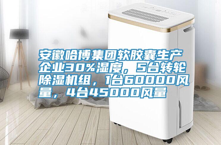 安徽哈博集團軟膠囊生產企業30%濕度，5臺轉輪除濕機組，1臺60000風量，4臺45000風量